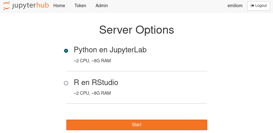 hub select Python or R