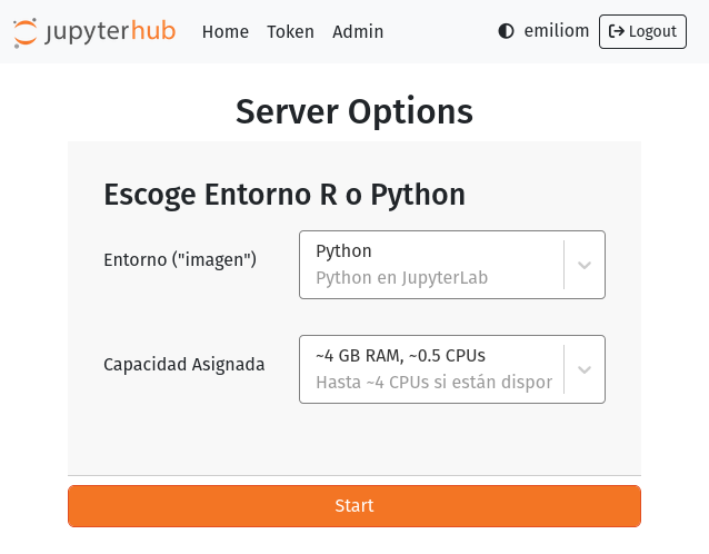 hub select Python or R